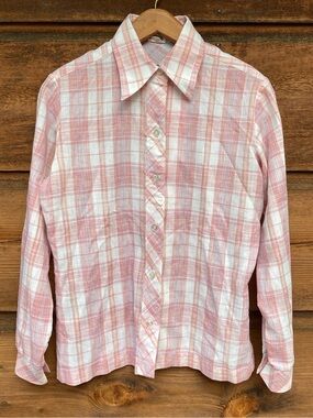 Vintage Plaid Dagger Collar Button-Down